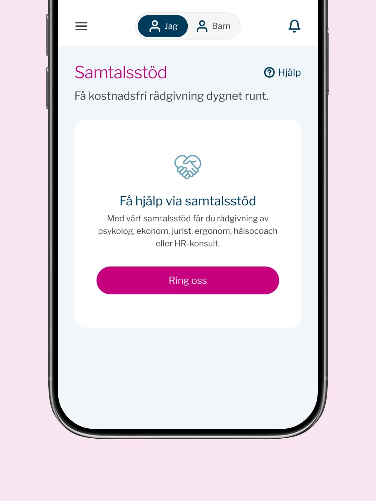 Counselling support in Euro Accident's app, with advice around the clock