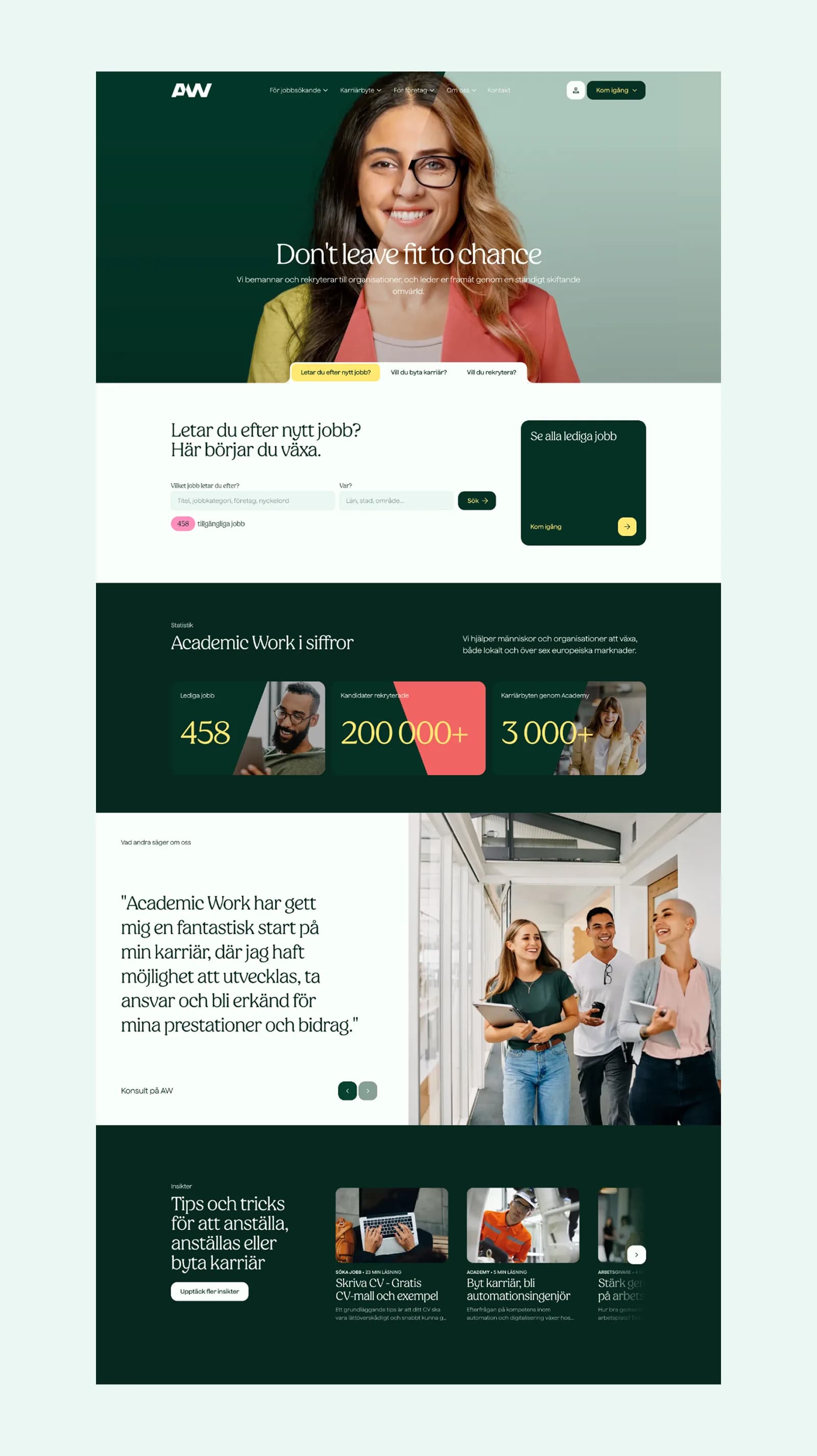 Academic Works startsida på webben
